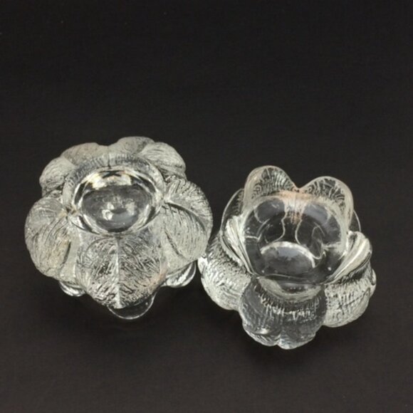 2 Clear Glass Tulip Rose Bud Flower-Shaped Candle Holders Taper Tea Lights - Picture 7 of 13